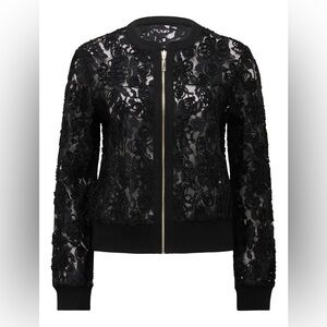 Ever New Black Lace Bomber Jacket